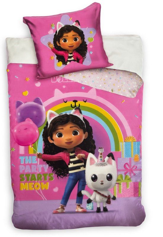 4KidsOnly Gabby's Dollhouse Dekbedovertrek 140 x 200 cm + kussensloop 60 x 70 cm - 100% Katoen