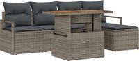 vidaXL Tuinbank Set 6-delig Grijs Polyrattan