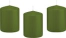 Trend Candles Bougie cylindrique/bougie tronc - 12x - vert olive - 6 x 8 cm - 29 heures de combustion - avec film ignifuge