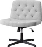 Merkloos / Sans marque Wan GmbH Mid-Back Thuis Bureaustoel zonder Armen - Extra Breed - Cross Leg Yoga Stoel - Hoogte Verstelbaar - Kaptafel Stoel - Draaistoel - Grijs