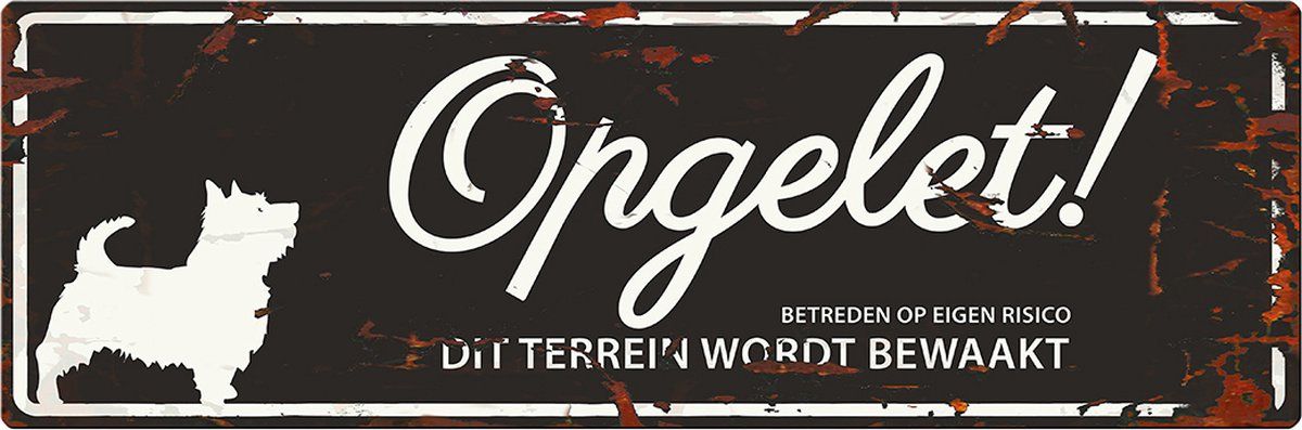 D&D Warning sign terrier Zwart 40x14cm