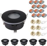 HOFTRONIC Set van 6 Bento LED Inbouwspots Zwart GU10 IP44