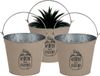 Sunnydays Emmer/plantenpot/bloempot - 3x - zink - taupe - D24 x H19 cm