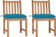 Teak Massief Tuinstoel 2 st met kussens