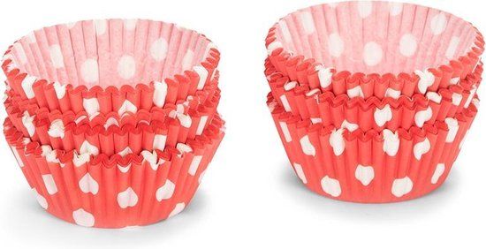 Patisse Cupcake Vormpjes - Stippen - Rood/Wit - 5 cm - 200 Stuks