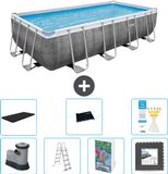 Bestway Rechthoekig Power Steel Zwembad - Rattanprint - 549 x 274 x 122 cm