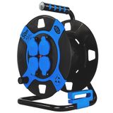 REV Kabelhaspel zonder kabel, IP44, outdoor, 4 stopcontacten, draadloos, blauw