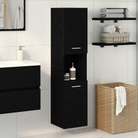 vidaXL Badkamerkast Zwart Eiken 30 x 30 x 130 cm Bewerkt hout