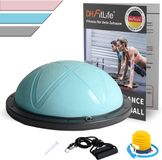 DH FitLife Balansbal, yoga balanstrainer, diameter van 60 x 22 cm, tot 200 kg belastbaar, halve gymnastiekbal, fitness balansboard,evenwichtsboard met pomp en 2 fitnessbanden