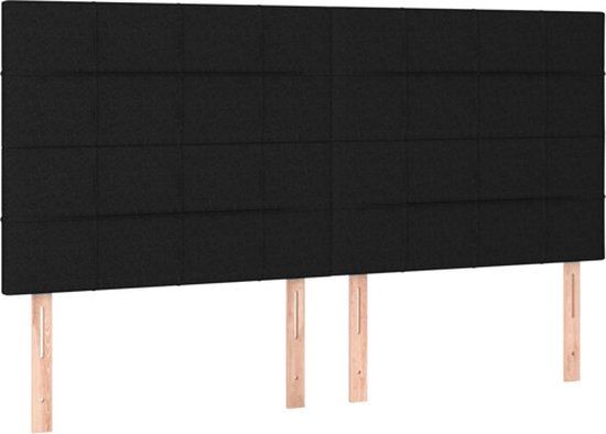 vidaXL Hoofdbord - Zwart - Stof - 200x5x118/128 cm