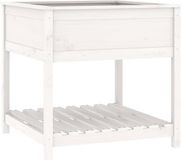 vidaXL Plantenbak met schap 82,5x82,5x81 cm massief grenenhout wit