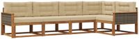 vidaXL Hoek loungeset 5-delig Acaciahout Natuurlijk en Beige