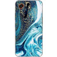 Samsung Galaxy XCover 7 Marbre bleu paillete Bedrukt siliconen hoesje
