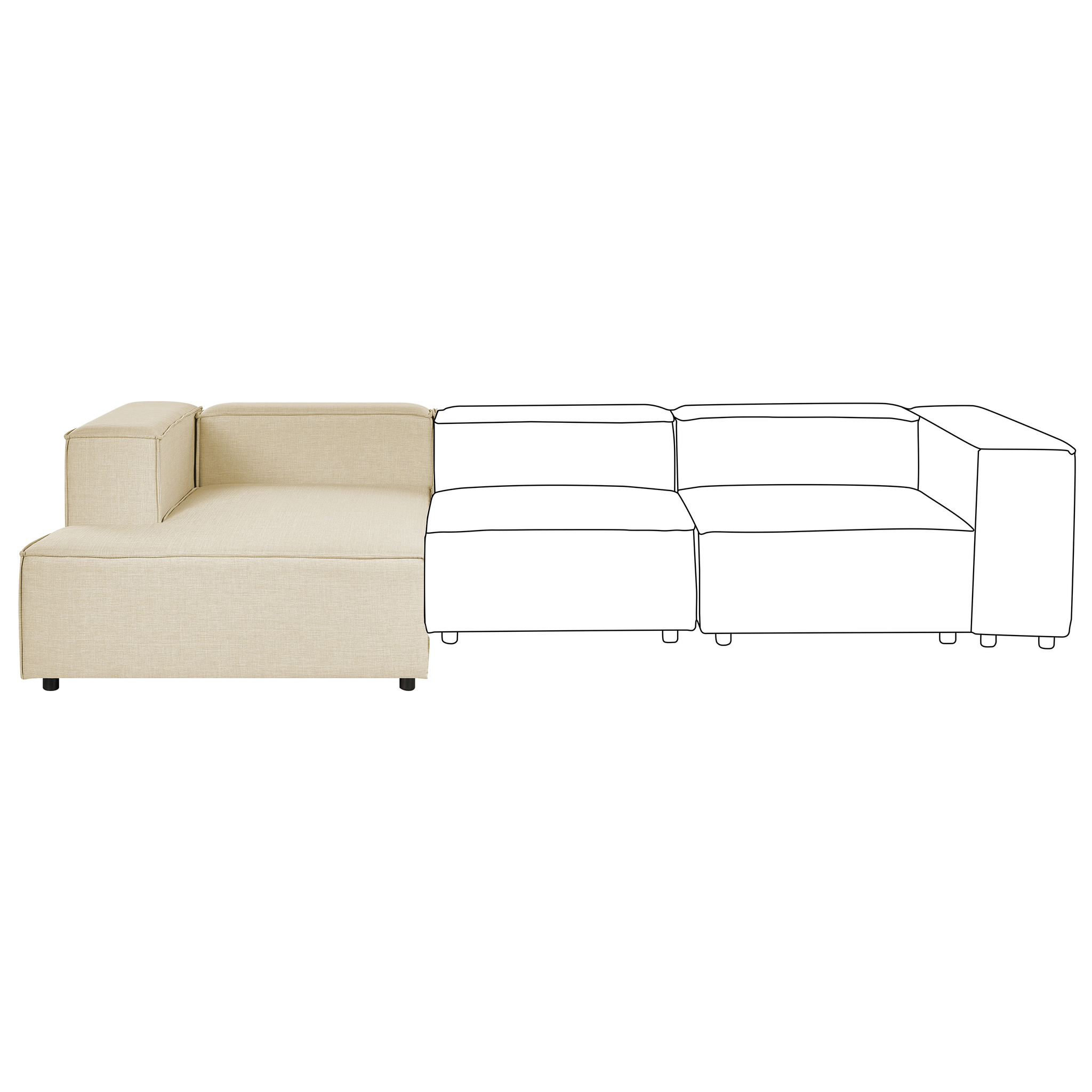 BELIANI Beliani APRICA - Chaise longue - Beige - Rechterzijde - Linnen