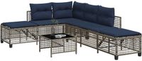 vidaXL 3-delige hoektuinbankset met kussens grijs polyrotan