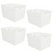 ASelected Opbergdozen van kunststof met handvat, 4 stuks, 26 x 19 x 15 cm, opbergmand van kunststof voor keukenkast, wit, L
