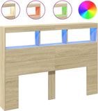 vidaXL Hoofdbordkast met LED-verlichting 140x17x102 cm Sonoma eiken