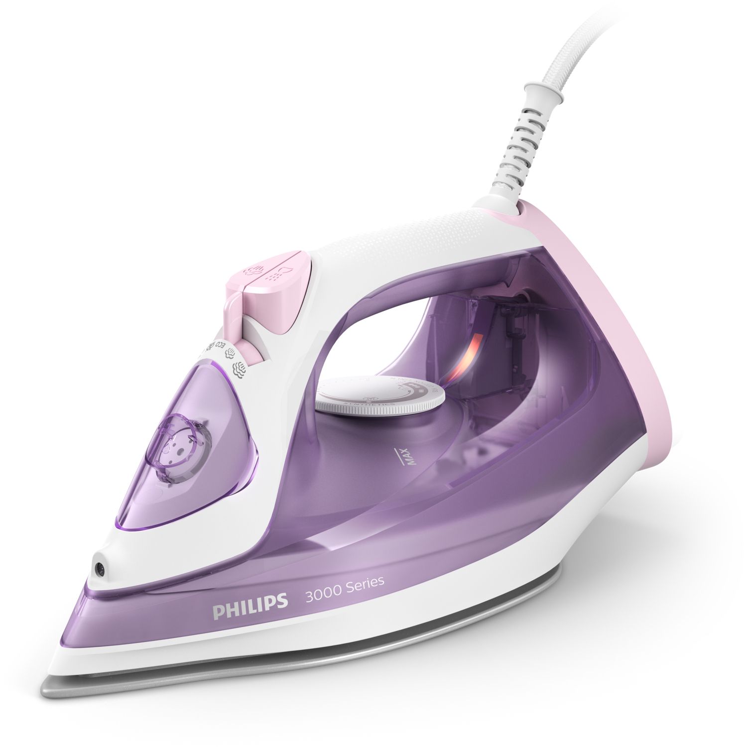 Philips 3000 Series DST3010/30R1 Steam Iron - Ceramic Soleplate - 2000W - Pink/Violet/White