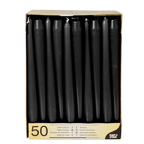 Papstar Leuchterkaarsen - 22 mm - Zwart - 50 stuks