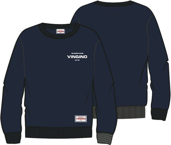 Vingino Basic-crew sweater voor jongens - Midnight Blue - Maat 128