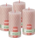 Bolsius Rustieke Kaars - Gedraaid Patroon - 4 stuks - Licht Roze - 13 cm