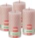 Bolsius Rustieke Kaars - Gedraaid Patroon - 4 stuks - Licht Roze - 13 cm