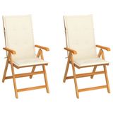 VidaXL Tuinstoel Terras Gecapitonneerde Zitting Teak Crème (2 stuks)