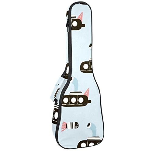 Mersov Concert Ukelele Rugzak, Heavy Duty Ukulele Case Bag met Opslag, Sopraan Concert Tenor Ukelele 10MM Gewatteerde BagBlack SheepsCartoon Onderzeeër