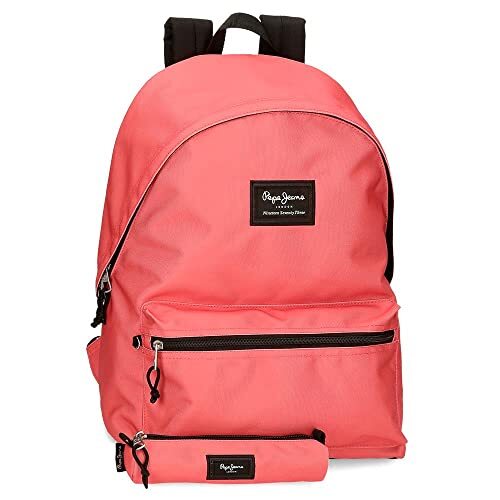 Pepe Jeans Aris rugzak voor laptop en schooltas 39,6 cm (15,6 inch), roze, 31 x 44 x 17,5 cm, polyester 23,87 l, Violeta, Rugzak voor laptop + etui voor school