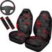 Bol Set de 5 housses de siège auto, dés rouges 3D, housses de siège auto universelles, accessoires avec housse de volant et 2 ceintures de sécurité auto, housses pour voiture, camion, fourgonnette, SUV