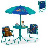 Merkloos Relaxdays Tuinset kinderen - met parasol - dino - turquoise