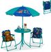 Merkloos Relaxdays Tuinset kinderen - met parasol - dino - turquoise
