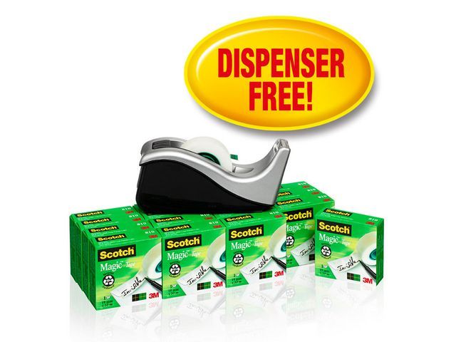 Scotch® C60 Golf Tape Dispenser - Black/Silver with 16 Rolls of Magic™ Tape
