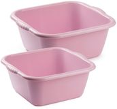 Plasticforte afwasteilen set - afwasbak - kunststof - 10 en 15 liter - roze - huishoud emmers