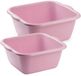 Plasticforte afwasteilen set - afwasbak - kunststof - 10 en 15 liter - roze - huishoud emmers