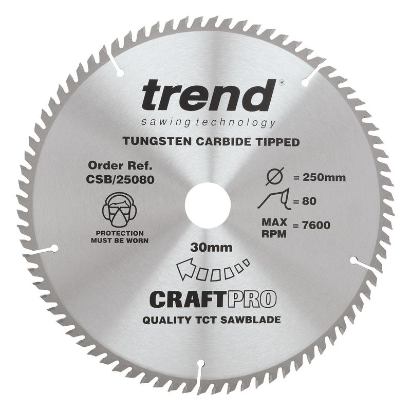 Trend cirkelzaagblad 250x30x3,0mm 80T