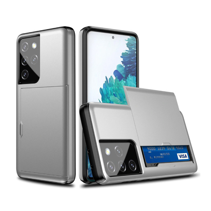 VRSDES VRSDES Samsung Galaxy Note 20 Ultra - Wallet Card Slot Cover Case Hoesje Business Zilver