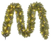 Black Box Trees Nagoya Guirlande met LED-Verlichting - Kerstversiering voor Binnen met 40 Warmwitte Lampjes - Kerstslingers van Kunststof - L270 x Ø20 cm - Groen