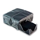 Verpakking Hostelnovo Verpakking met 300 zwarte papieren cocktailservetten + servettenhouders van transparant plexiglas, micropuntstructuur, dik en absorberend, 10 x 10 cm, opgevouwen
