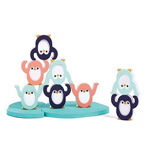Ludi - Pinguins Acrobates - evenwichts- en bouwspel: 8 pinguins + 2 platformen - educatief en badspel voor baby's - vanaf 12 maanden