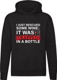 Sol's I just rescued some wine it was trapped in a bottle Hoodie - Zwart - L - Unisex
