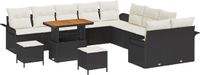 vidaXL Tuinbank Set 13-delig Zwart Polyrattan