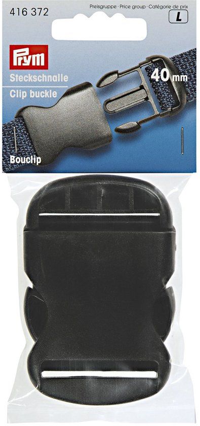Prym Klikgesp 40 mm - Zwart Kunststof - 1 Set
