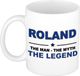 Bellatio Decorations Roland cadeau mok - man myth legend - naam koffiemok / beker - wit en blauw - 300 ml - verjaardag
