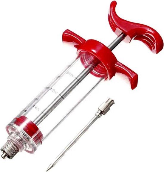 BBQBuddies Vlees Injectiespuit - Marinade Spuit - Meat Injector - Rood
