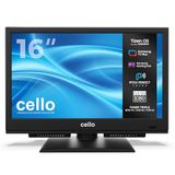 Cello C1626TZH 16 inch Smart TV met Tizen OS van Samsung, Bluetooth, "Pitch Perfect"-geluid, ideaal voor keukens, woningen en compacte ruimtes, alleen netvoeding, triple-tuner