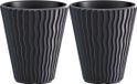 Prosperplast Plantenpot/bloempot Sand Waves - 2x - buiten/binnen - kunststof - antraciet - D39 x H43 cm - met binnenpot