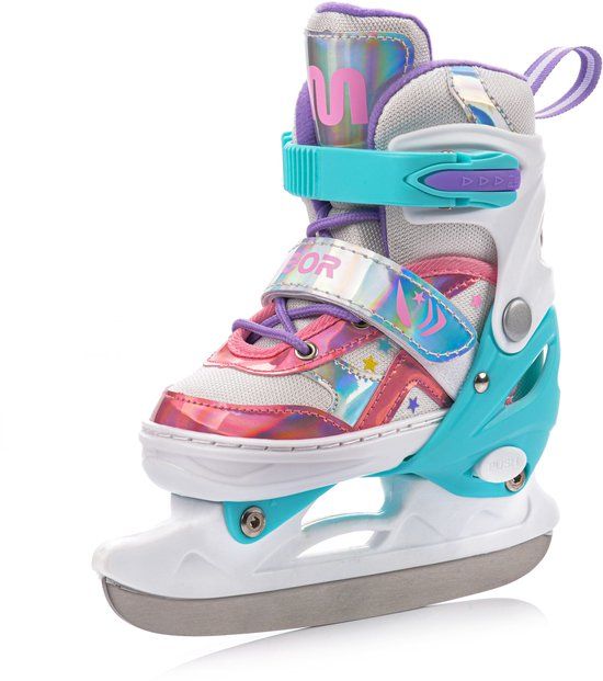 Meteor Lunar - Inline Skates 4in1 - M 34-37 - Unisex - Roze/Blauw/Wit - Semi-Softboot - Skeelers, schaatsen en rolschaatsen