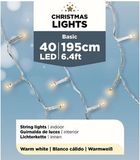 Lumineo Kerstverlichting Micro 40 LED Lampjes 195 cm Batterijen Warm Wit