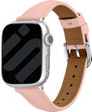 Strap-it Slimfit Leren Band Roze - Geschikt voor Apple Watch (38/40/41/42mm)